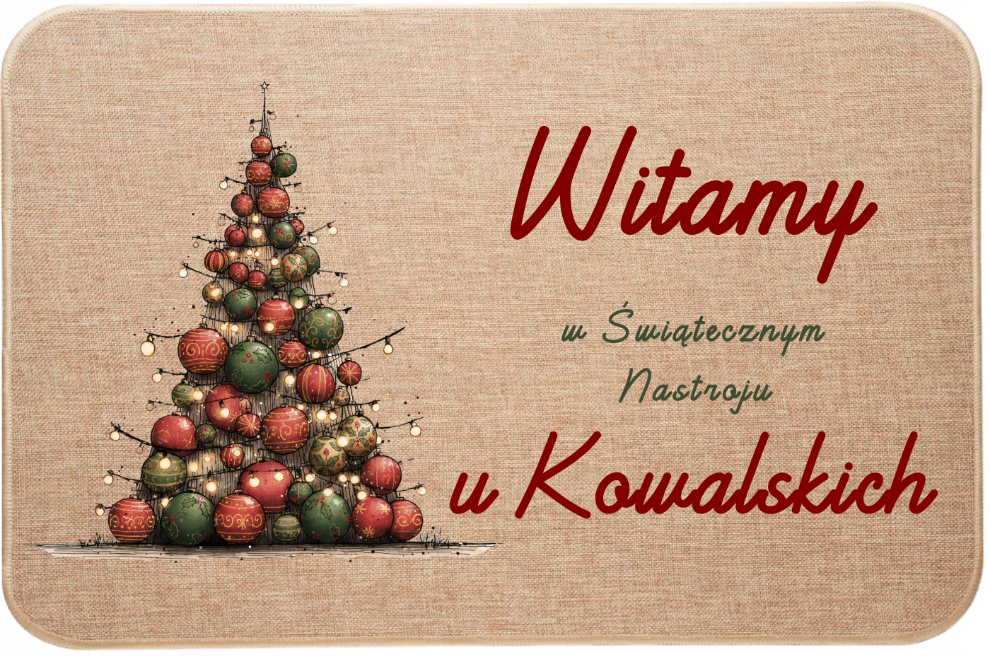 Vánoční lněná rohožka Vítejte ve vánoční náladě u Jméno