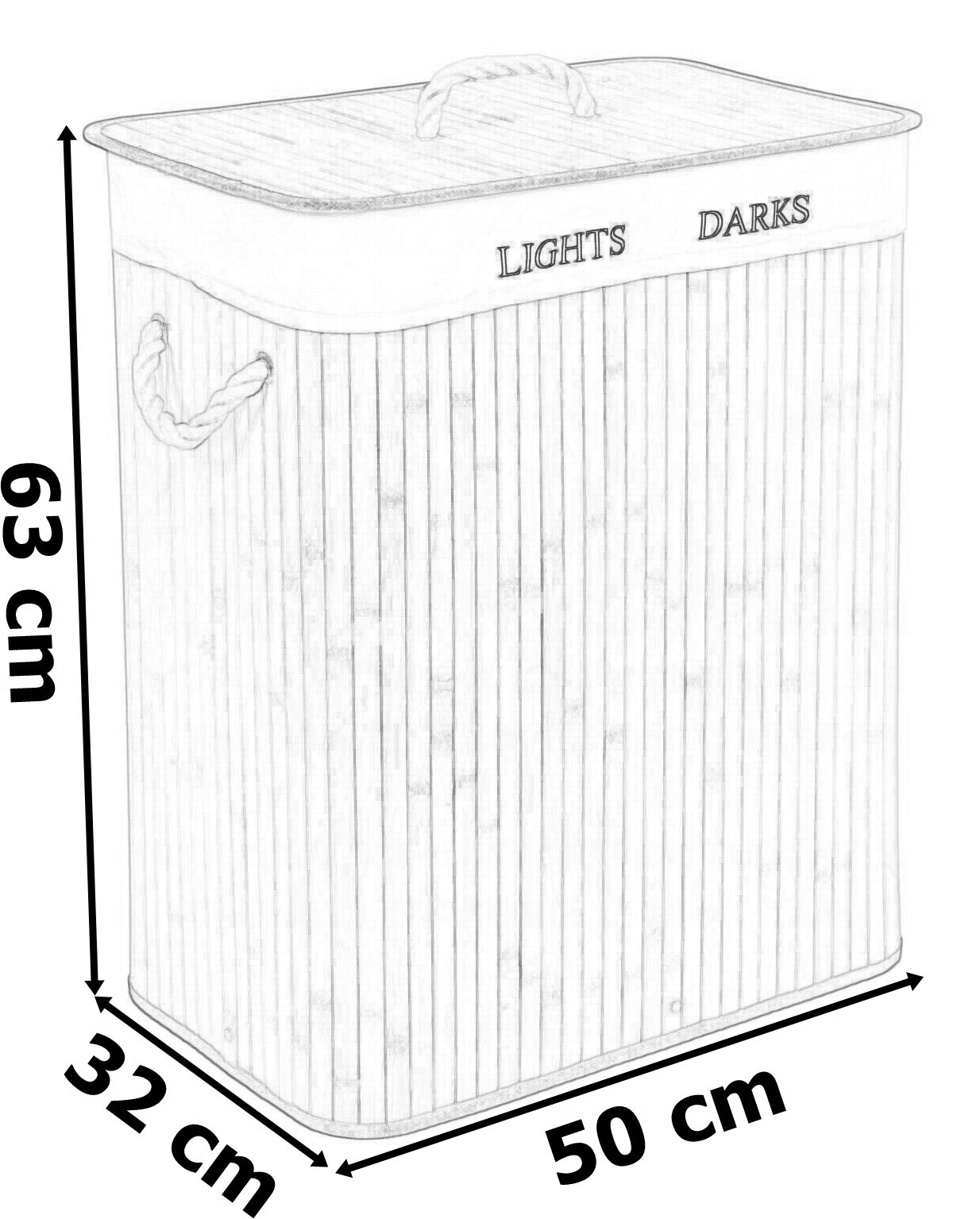 Bambusový Koš Na Prádlo Černý 2 Komory Nádoba S Víkem Velká Fsc