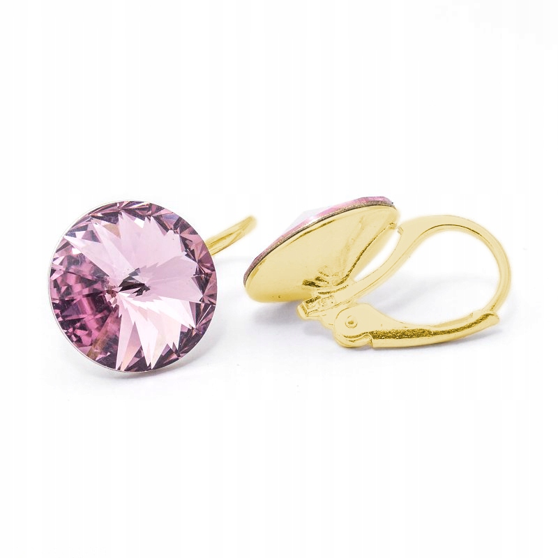 Náušnice pozlacené stříbro 925 s kr. Swarovski Rivoli 12 mm Light Amethyst