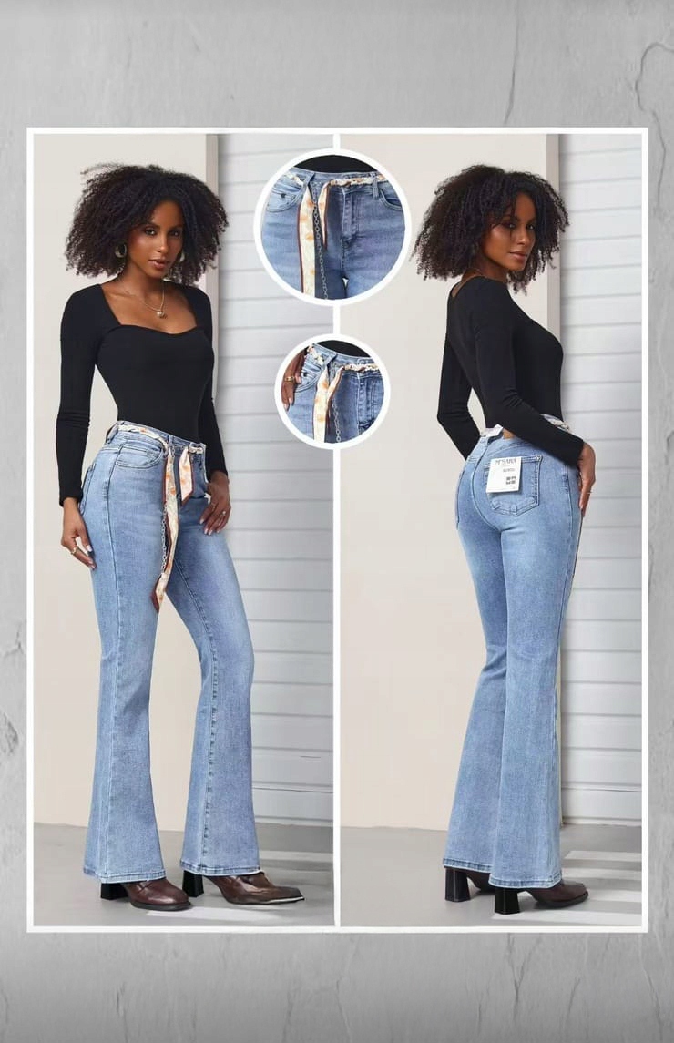 Dámské Džínové Kalhoty Elastické Pohodlné Pásek 40 L