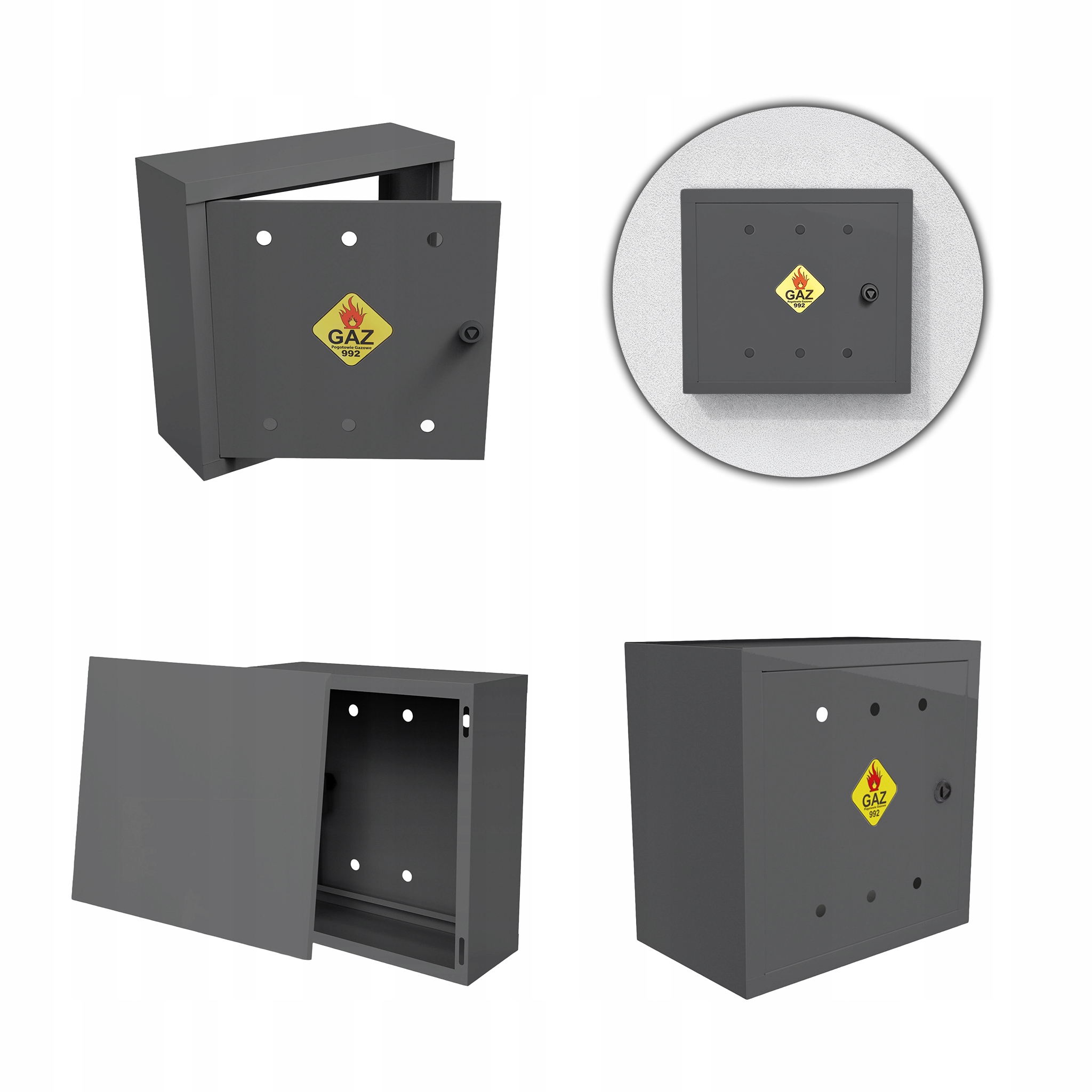 Plynová Skříňka 40x40x25 Antracit Skříňka S Zády Pro Plynový Ventil Ocelová