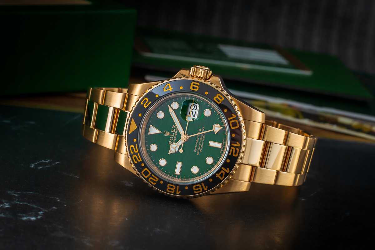 Rolex zegarek męski GMT-MASTER II 116718LN GREEN DIAL 18K GOLD