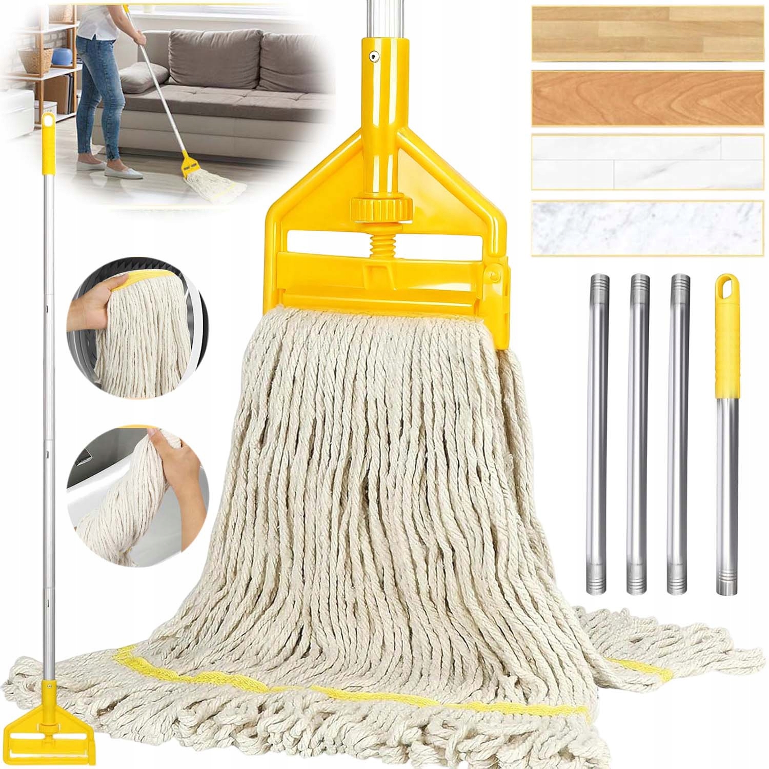 Levně Podlahový Mop S Provázkem, Superabsorpční, Účinný, Trvanlivý, Opakovaně Použitelný