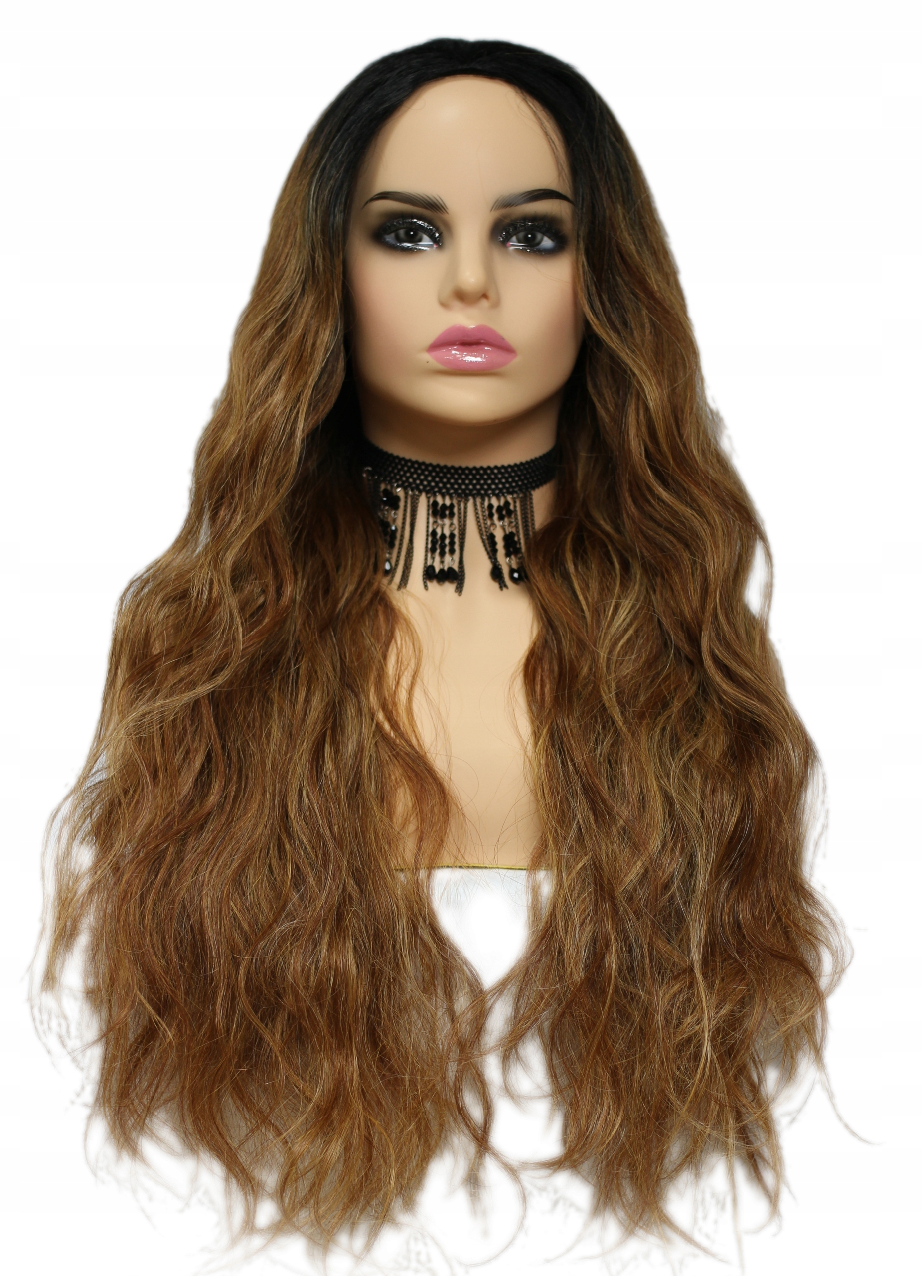 Poloparuka vlnitá tmavě hnědá, vlasy kanekalon