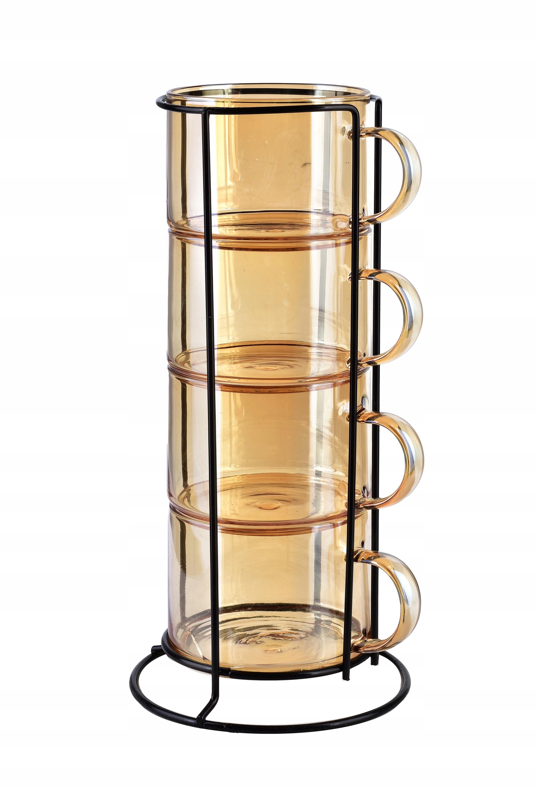 Sada šálků Peter na stojanu 4x350 ml, sklo, medová barva