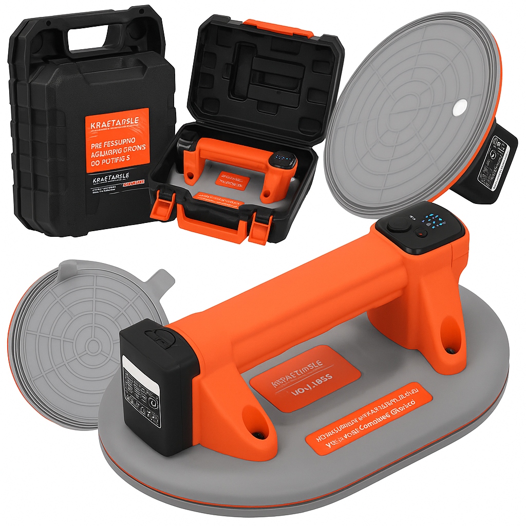 AR AKUMULATORU DARBINĀMS VAKUUMA PŪCEKLIS LCD FLĪZĒM, ZĀLES STIKLA TURĒTĀJS 300 KG