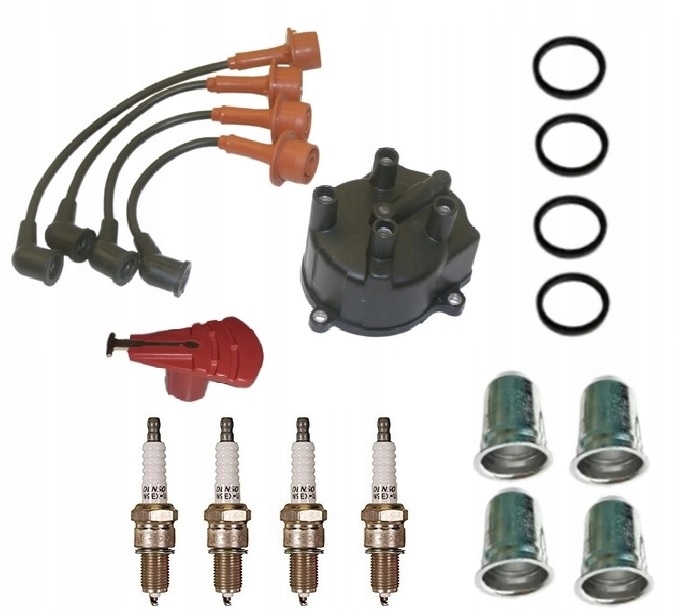 Komplet zapłonu TOYOTA silnik 5K + ŚWIECE GNIAZDA