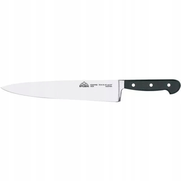Nůž kuchyňský černý čepel 26 cm široký kovaný Stubai