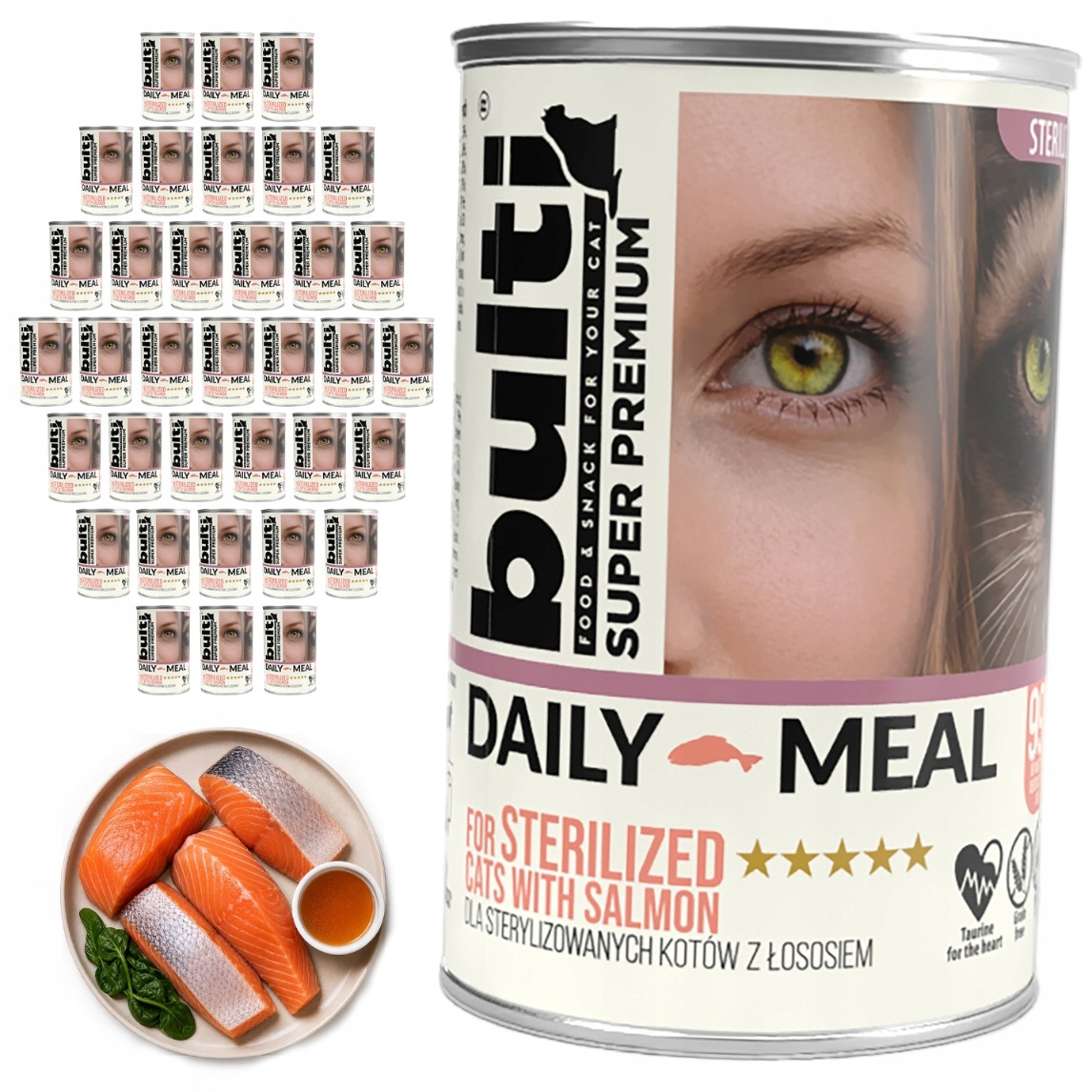 Bulti Daily Meal Sterilized mokré krmivo pro kočky Losos s kuřecím masem 36x400 g