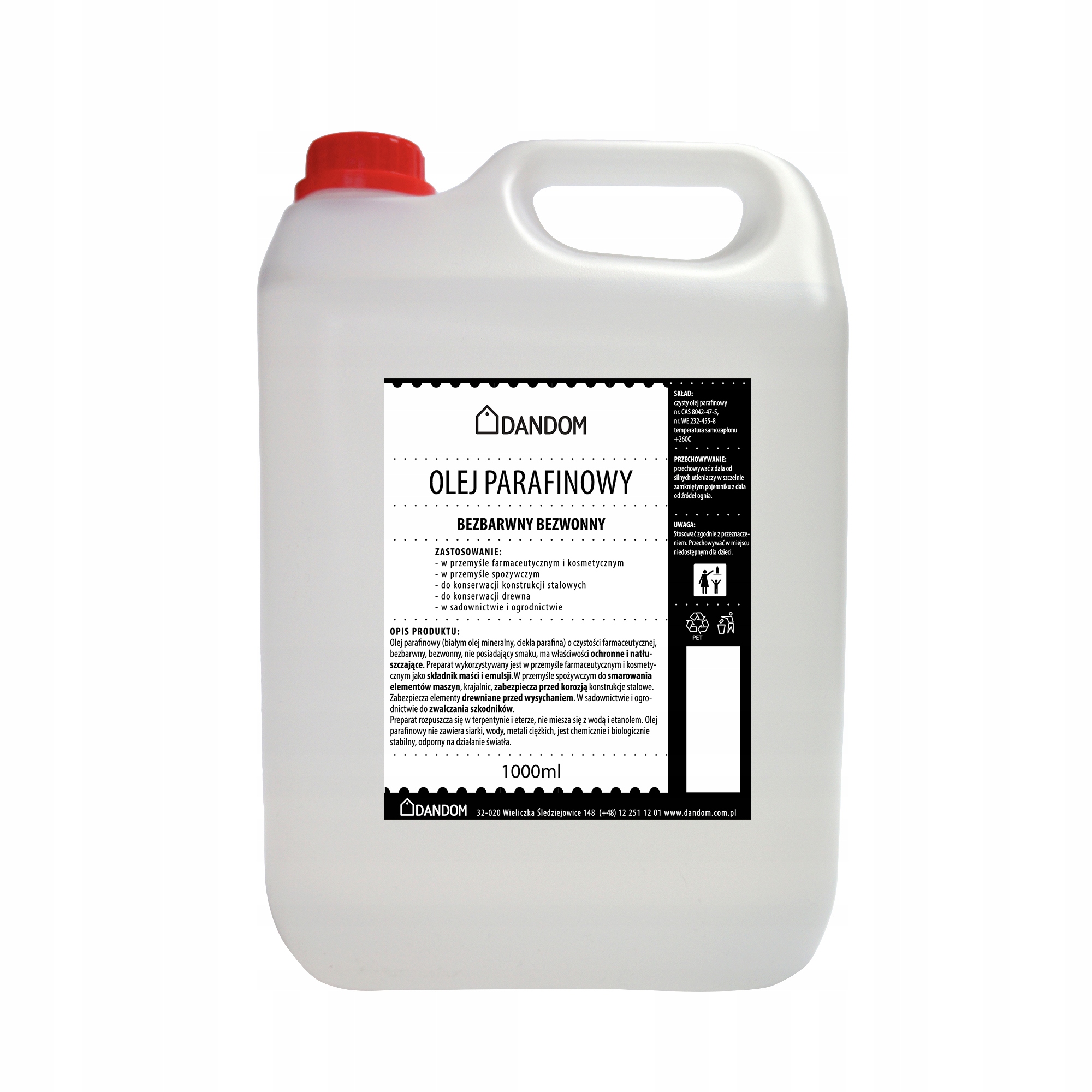 Olej Parafinowy parafina ciekła lekka, 5L Czystość 100%