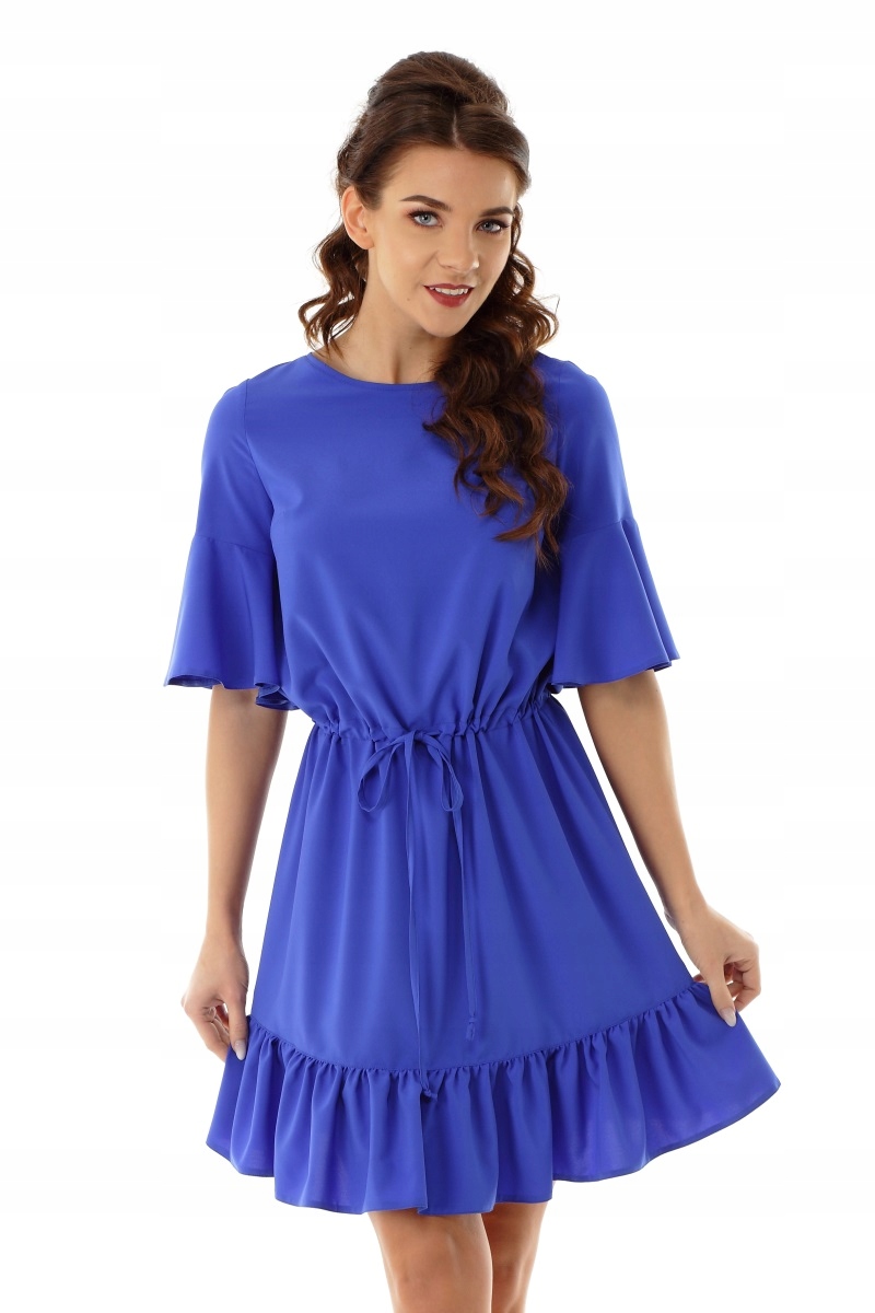 Šaty oversize se zavazováním a volánkem, M