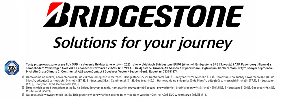4x Bridgestone Turanza All Season 6 235/55R17 103V Przyczepność na mokrej nawierzchni B