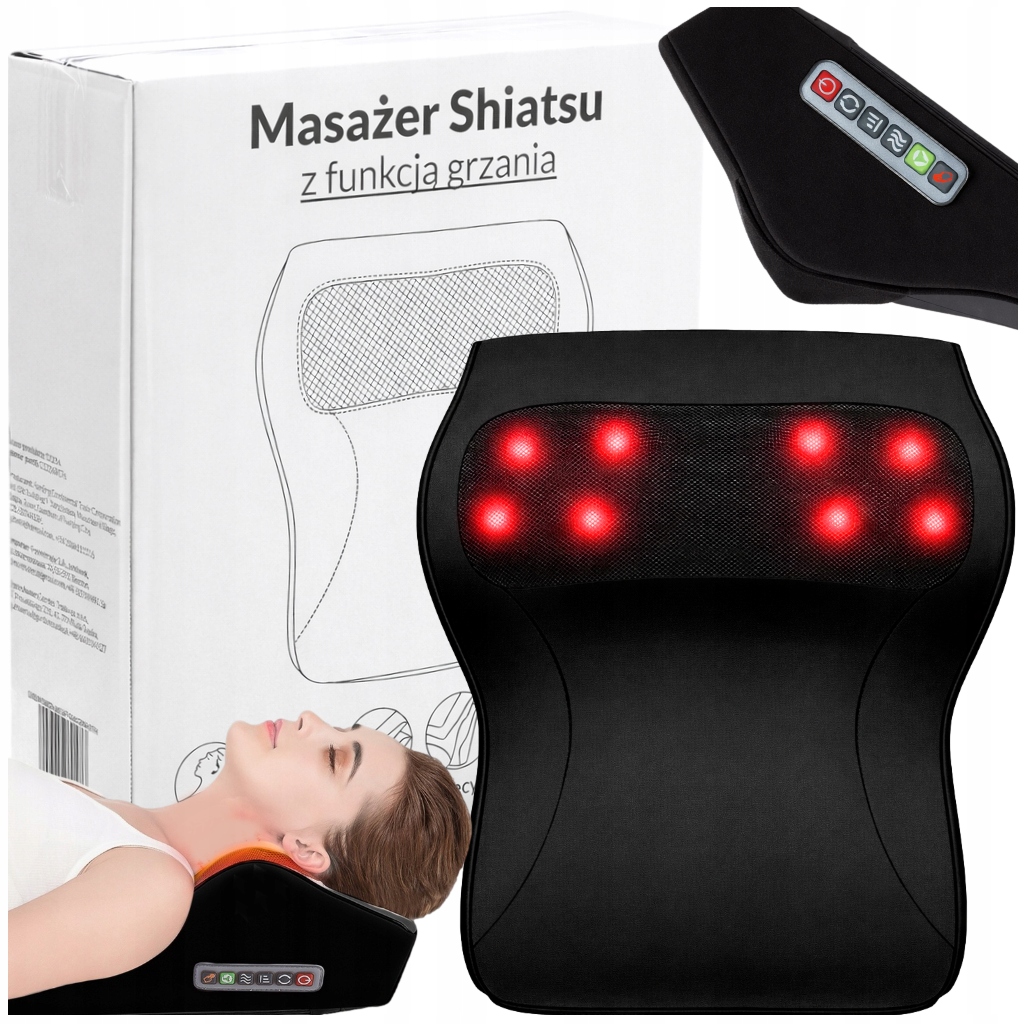 Masażer Shiatsu Poduszka Masująca Do Ciała Karku Szyi Pleców Nóg Głowy 6w1