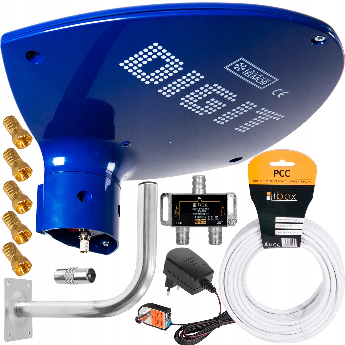 ANTENA TELMOR DIGIT ACTIVA DVB-T2 ZESTAW NA 2TV 4K