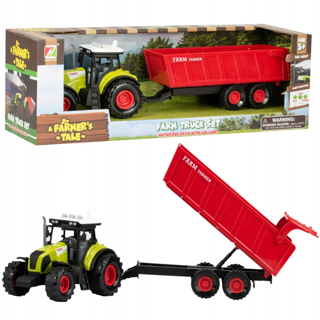

Traktor Z Przyczepą Zestaw Farmera Światło Dźwięk