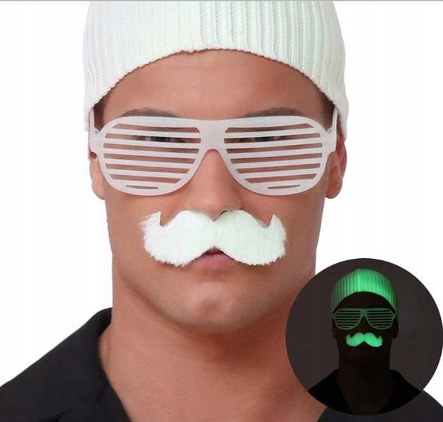 

Wąs Fluorescencyjny Fluo Biały Wywinięty