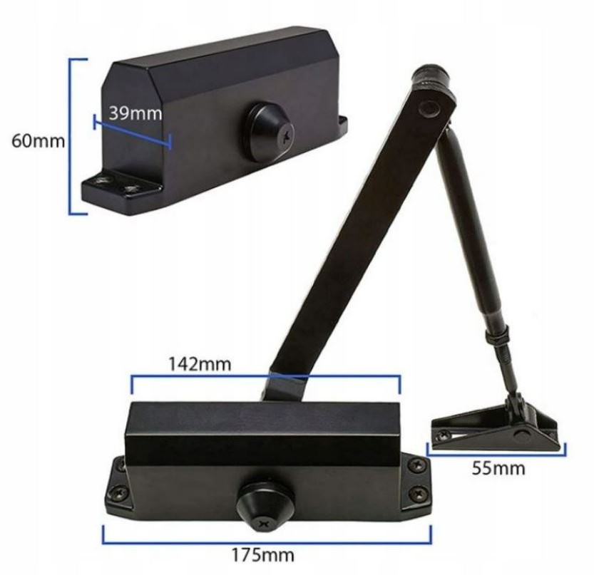 SAMOZAMYKACZ DRZWIOWY ZAMYKACZ DOMYKACZ DO DRZWI ZEWNĘTRZNYCH 35-60KG MOCNY Typ drzwi jednoskrzydłowe