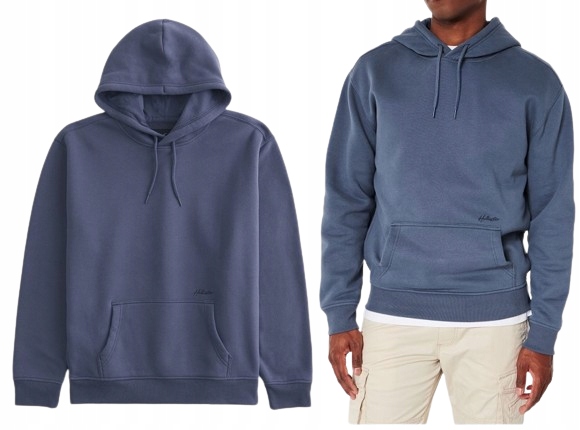 mikina s kapucí Abercrombie Hollister XL klokanka, modrá