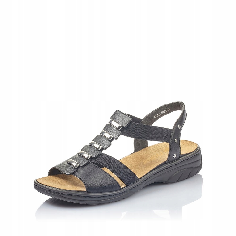 Rieker dámské sandály z přírodní kůže s gumičkami, vel 39