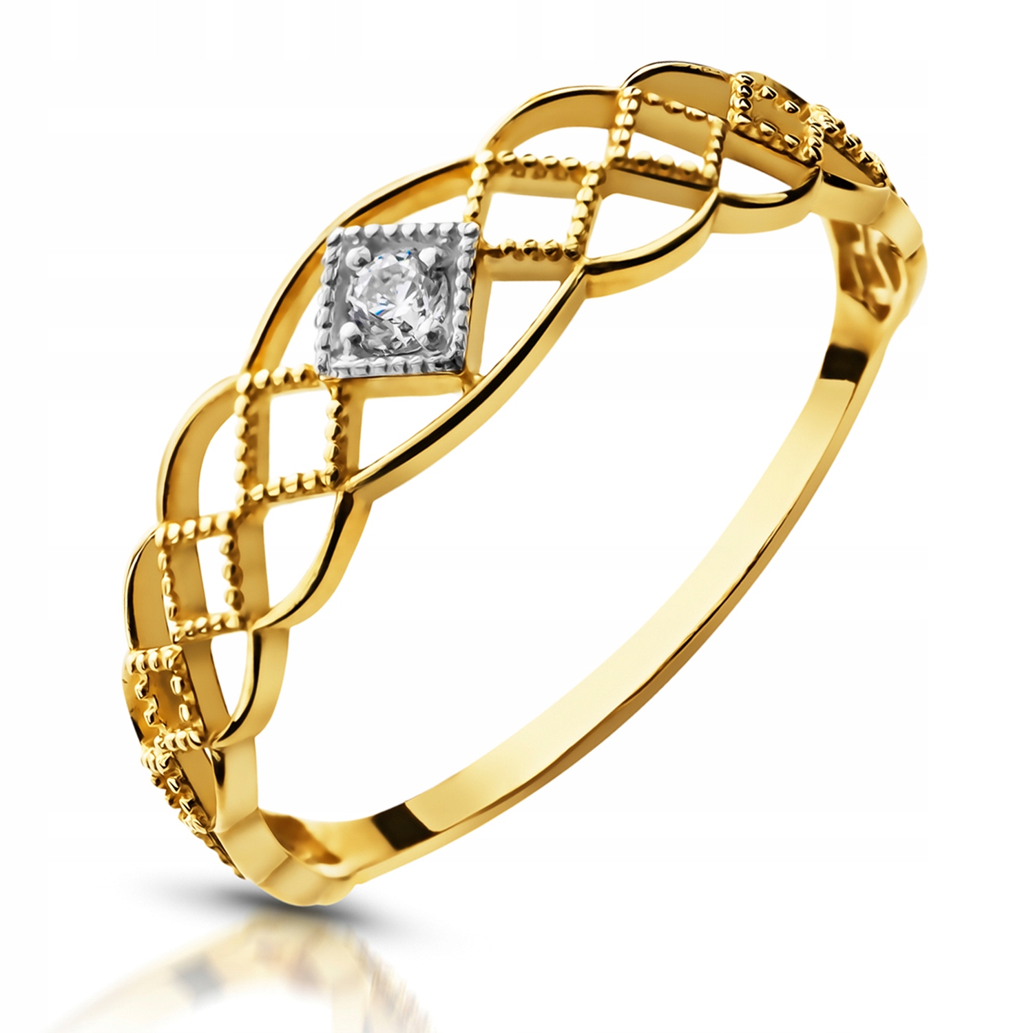 

Złoty Pierścionek Zaręczynowy 333 8K Cyrkonia r10