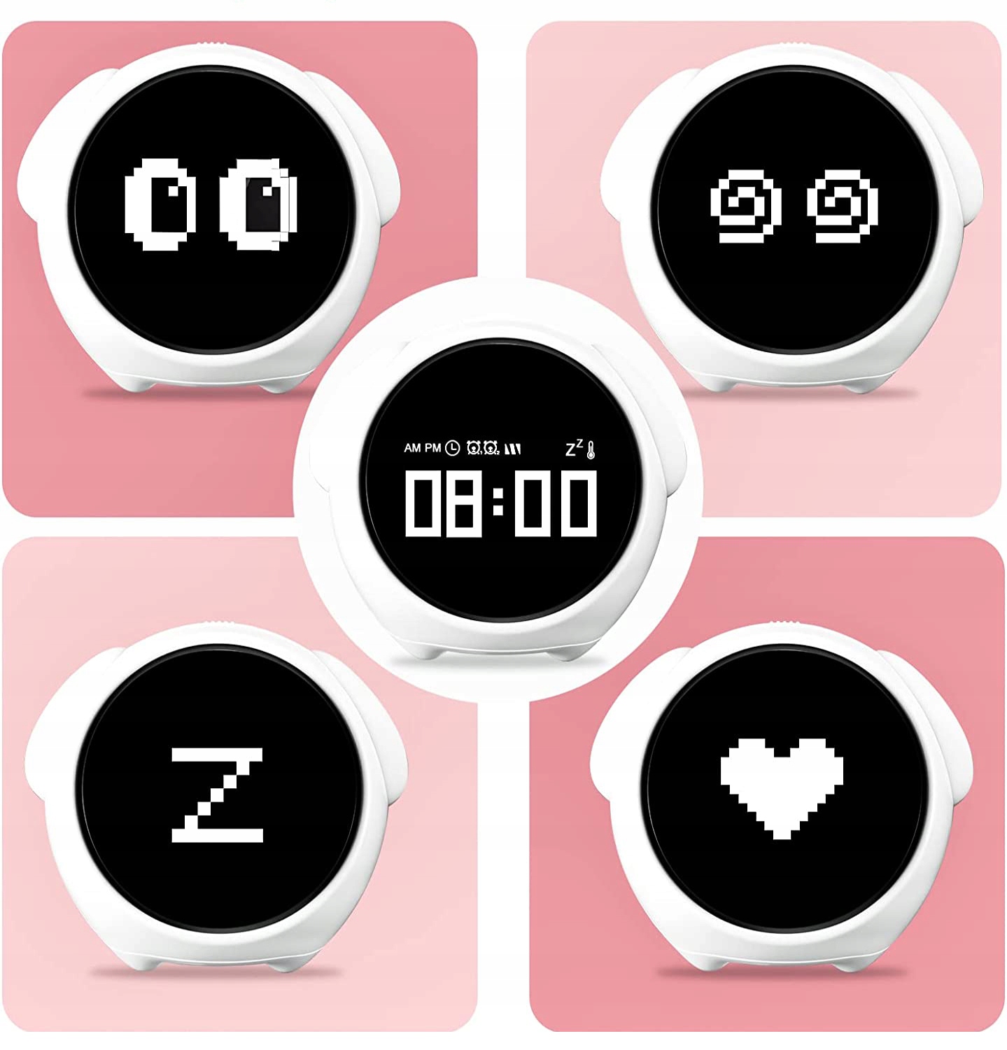 ZEGAR BUDZIK LAMPKA NOCNA LED DLA DZIECI 2W1 z WIELOMA INTERAKTYWNY EMOJI System liczbowy cyfry arabskie