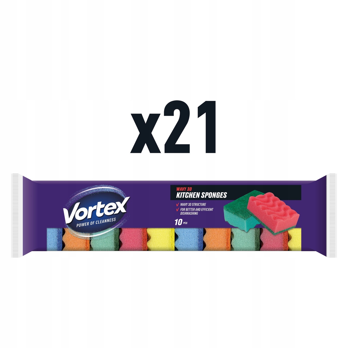 Levně Houbičky Na Nádobí Kuchyňské Myčky Houbička Kuchyňský Myč Set Vortex 210 ks