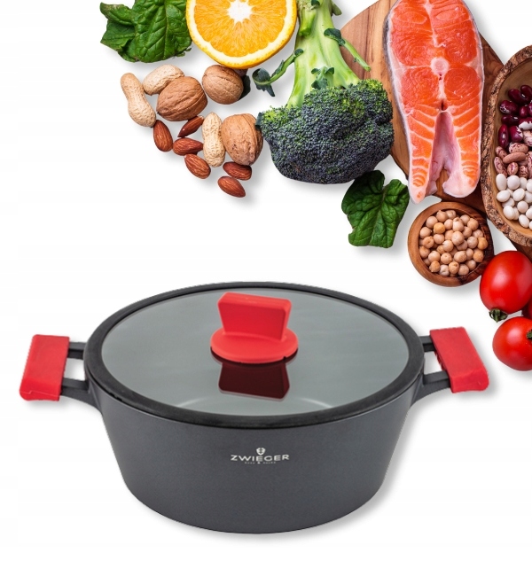 Zwieger Obsidian Garnek 5 L Pokrywka 28 CM Indukcja Powłoka Non Stick