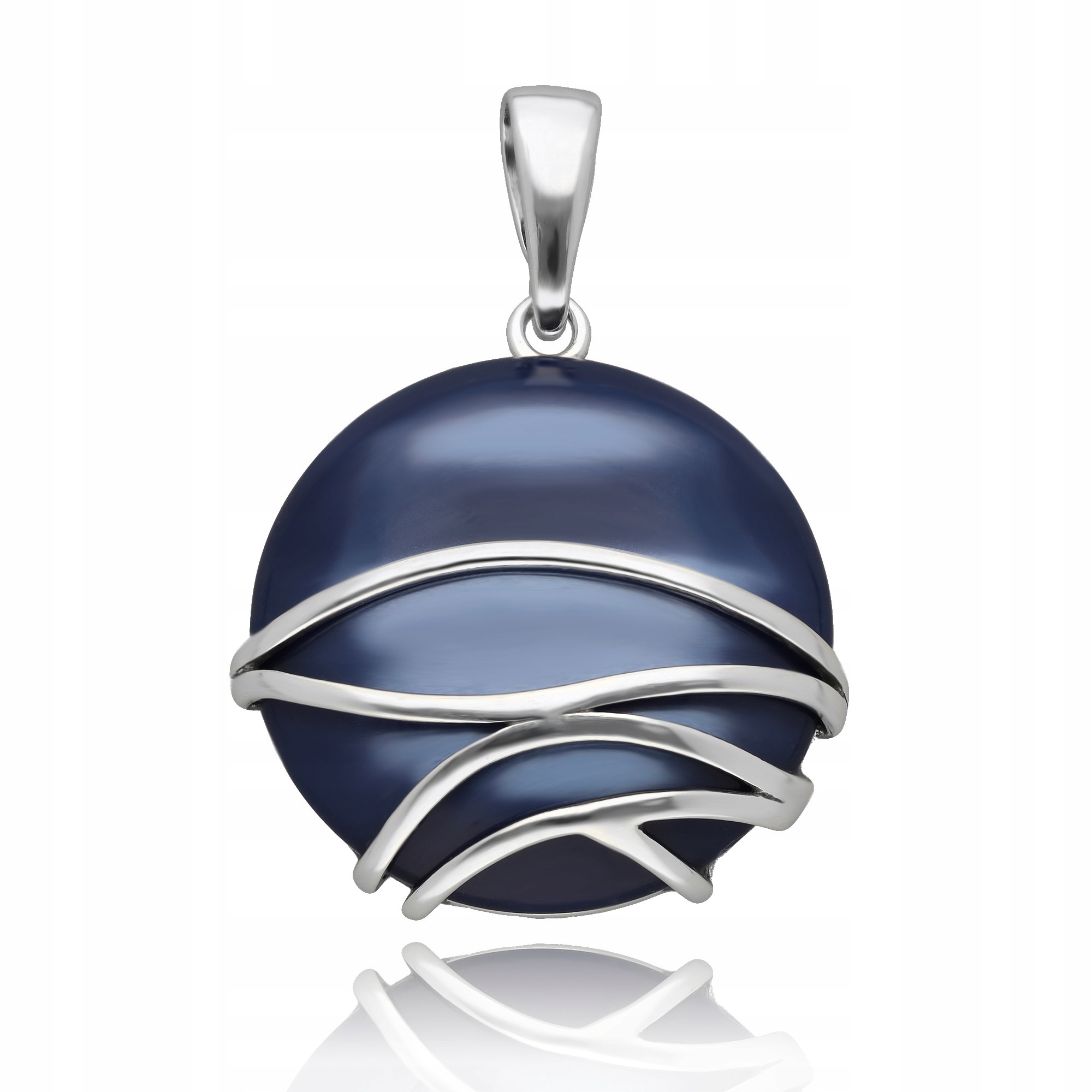 Stříbrný Kulatý Přívěsek S Kobaltem, Dámský Přívěsek