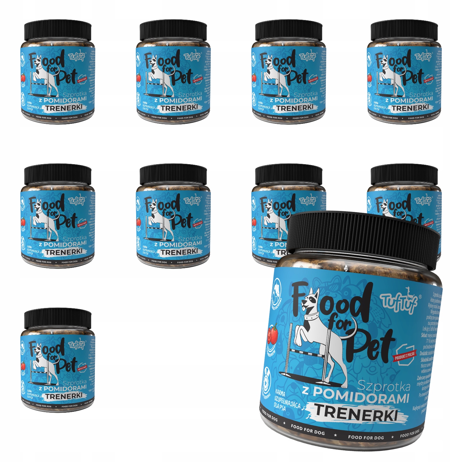 Levně Pochoutky Pro Psa TufTuf Trenerki Šprotka S Rajčaty Set 10x120G