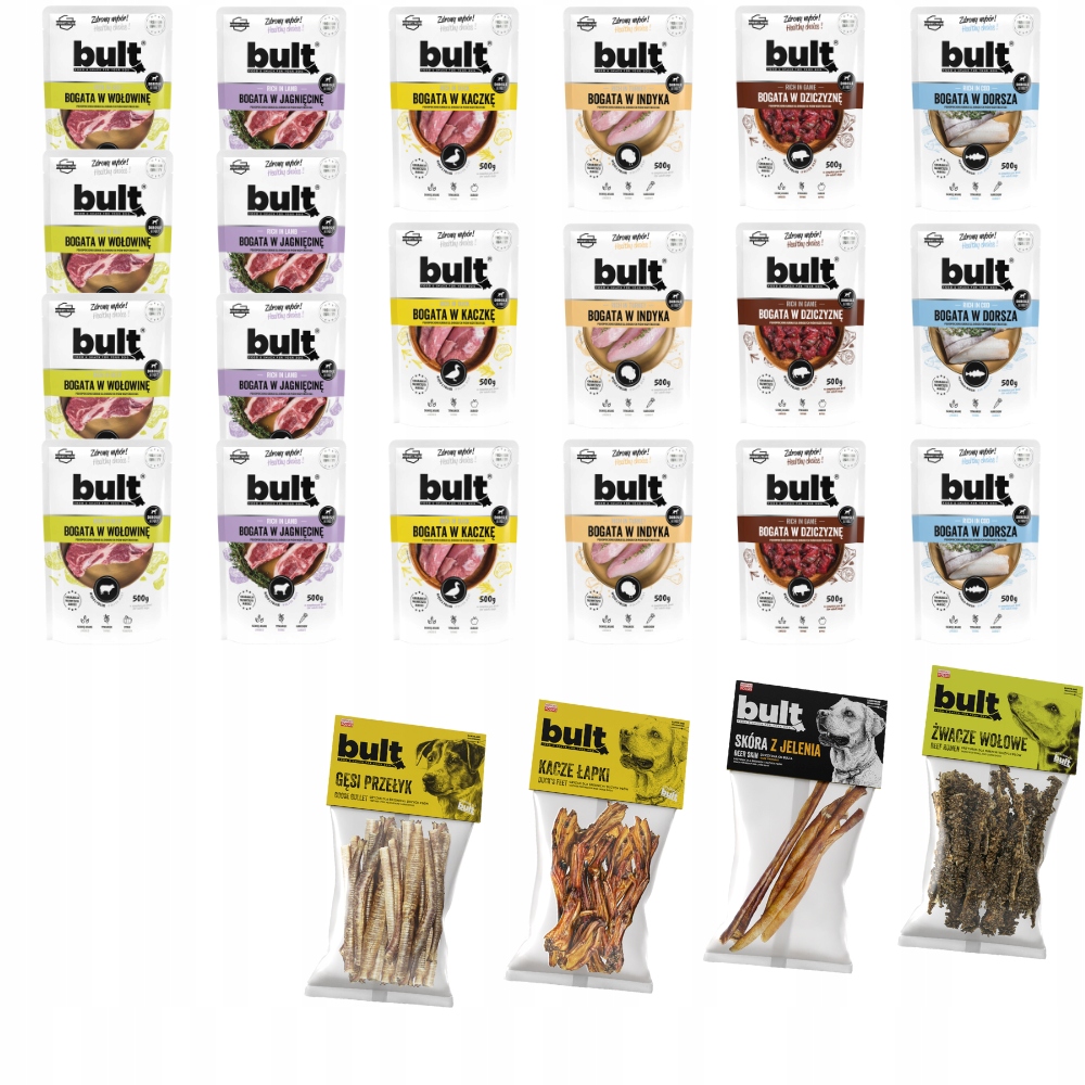 Levně Krmivo Pro Psa Bult MIX Chutí Mokré sáčky 20x500g Kousátko Set +dárek