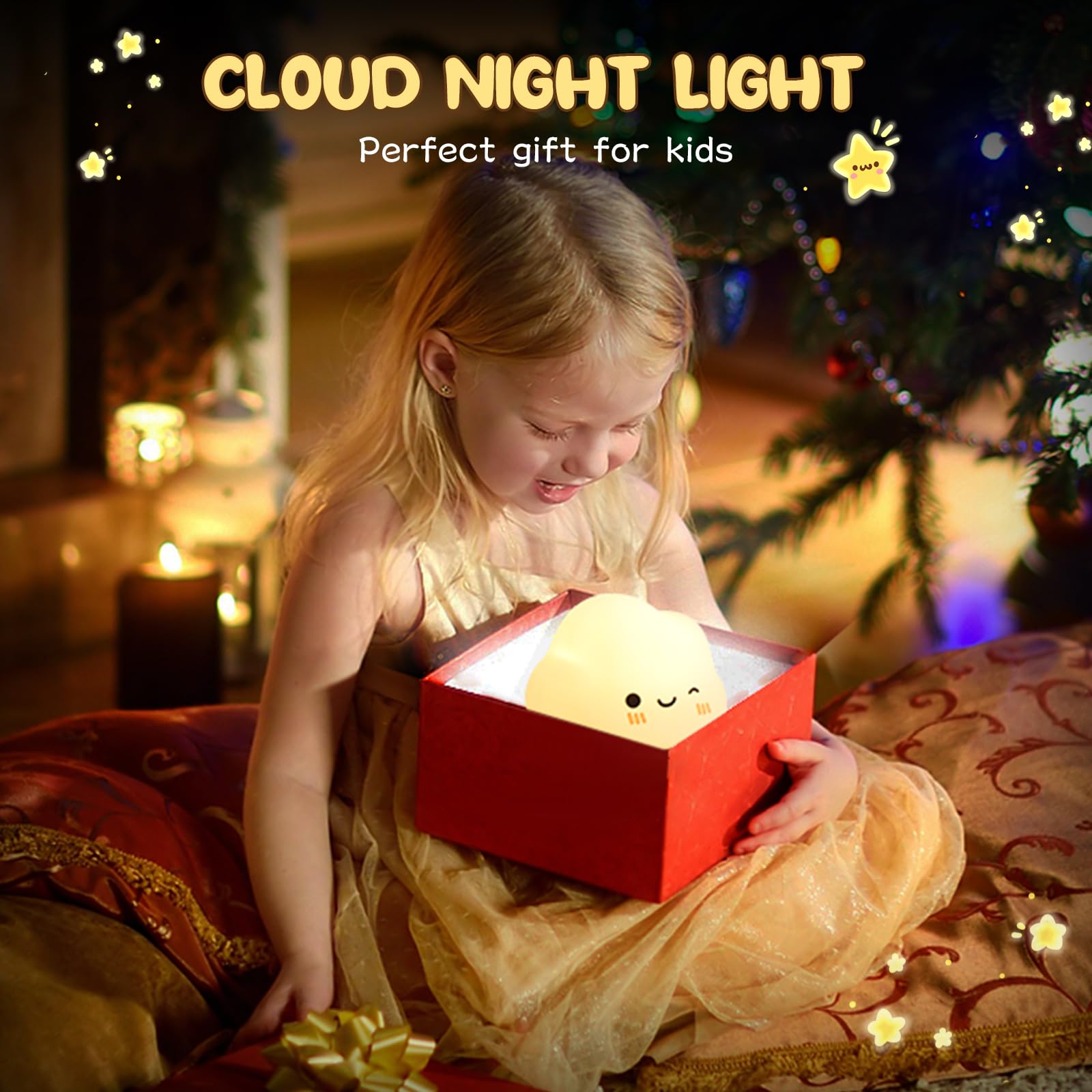 DIBONIUR Lampka Nocna Dla Dzieci Silikonowa Kawaii 7 Kolorów Dotykowa — miniatura 7