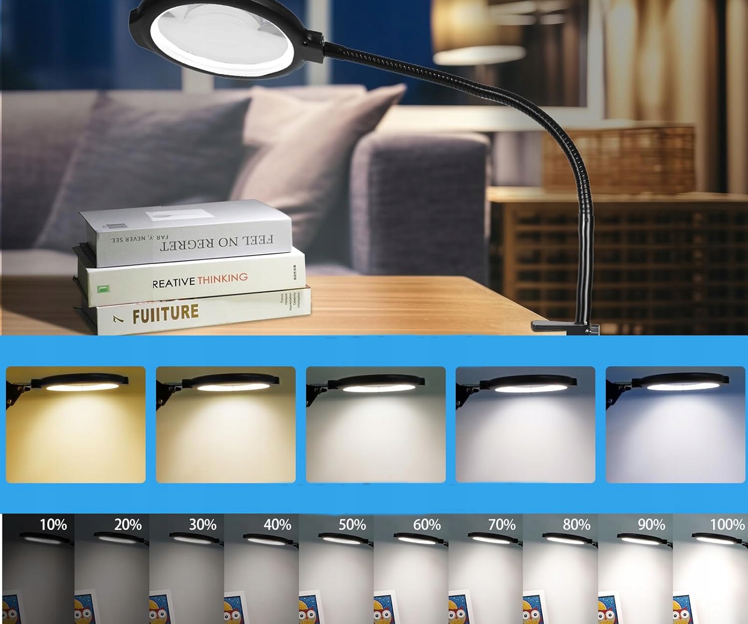 NIEKOMPLETNY Lupa z lampą GABORISH W624 12× LED 3w1 stojak