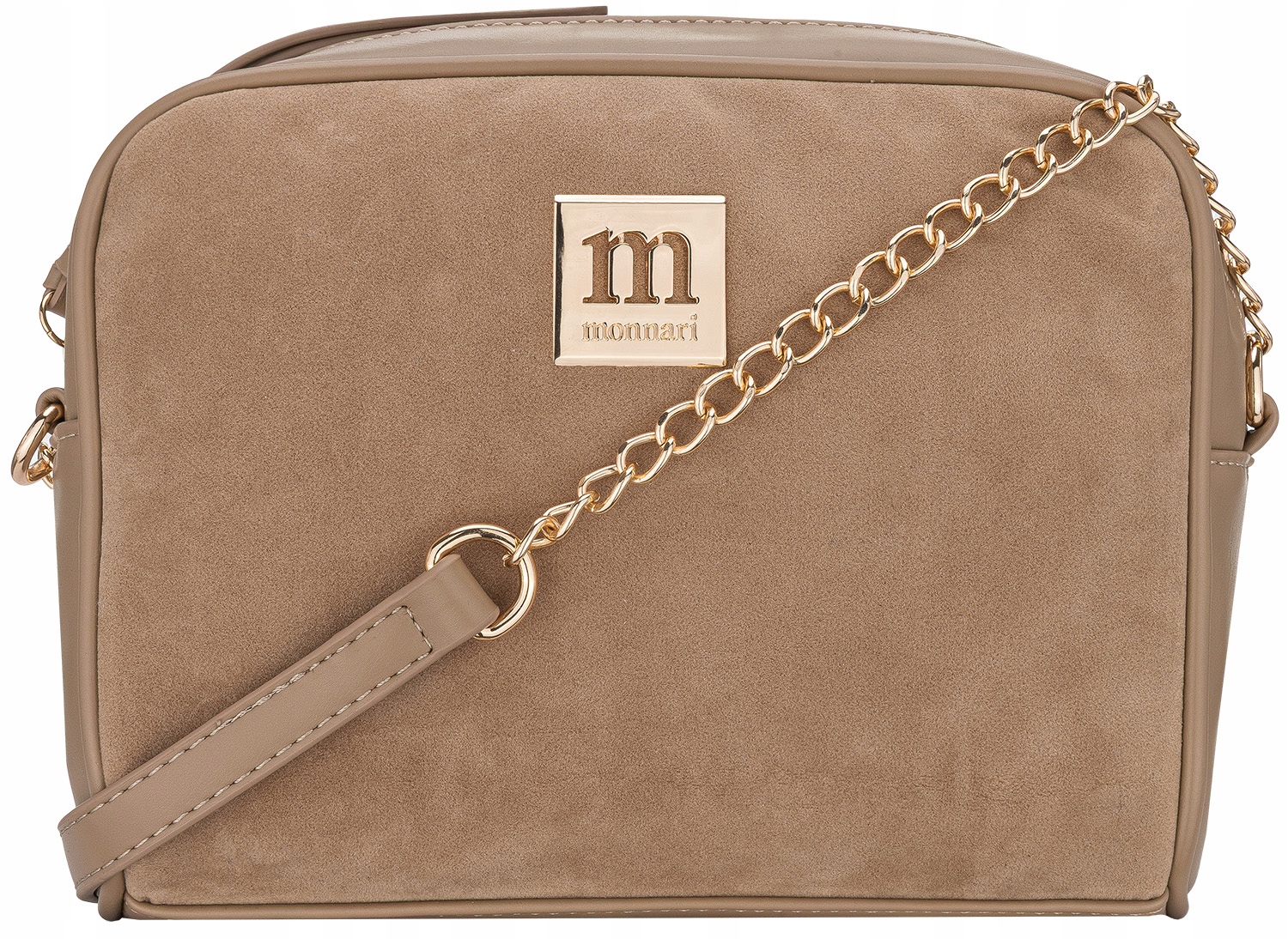 Monnari Torebka Damska Listonoszka Camel Beż Zamsz Nude Premium