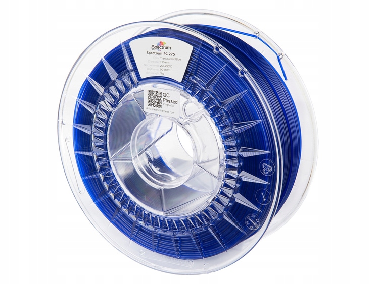 Filament Pc 275 1.75 mm Transparent Blue 1 kg Modrý Transparent