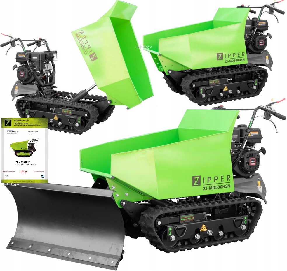 Transporter Miniwywrotka Wozidło spalinowe + pług ZIPPER