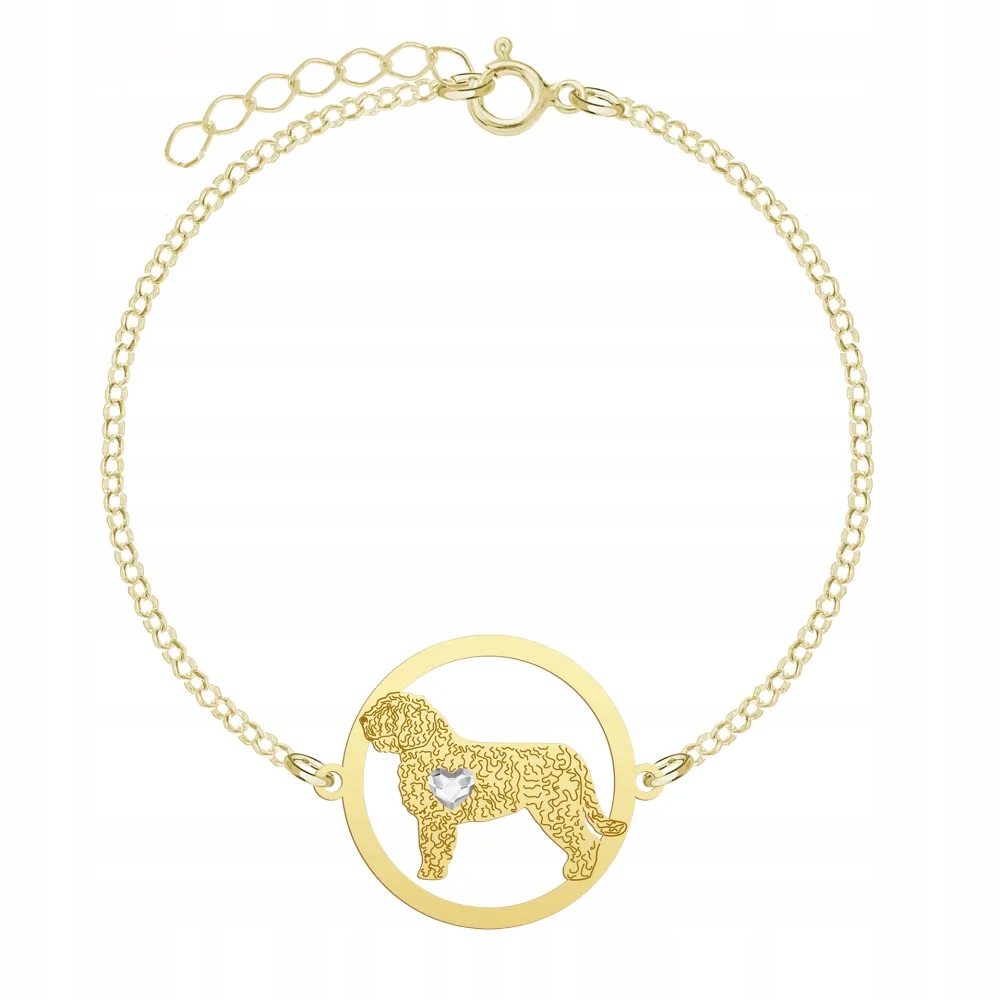 Pozlacený náramek 925 se psem Španělský vodní pes Žena Gravírování
