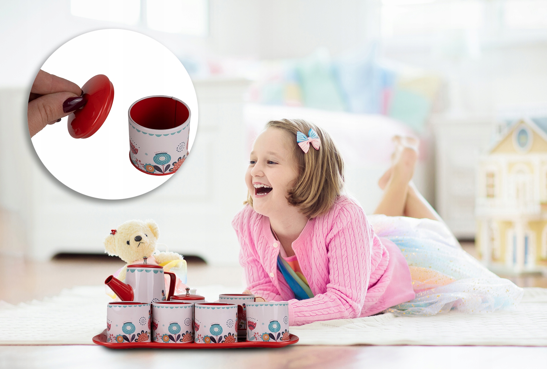 ZESTAW DO HERBATKI HERBATY METALOWY DO ZABAWY DLA DZIECI IMBRYCZEK TACKA Bohater brak