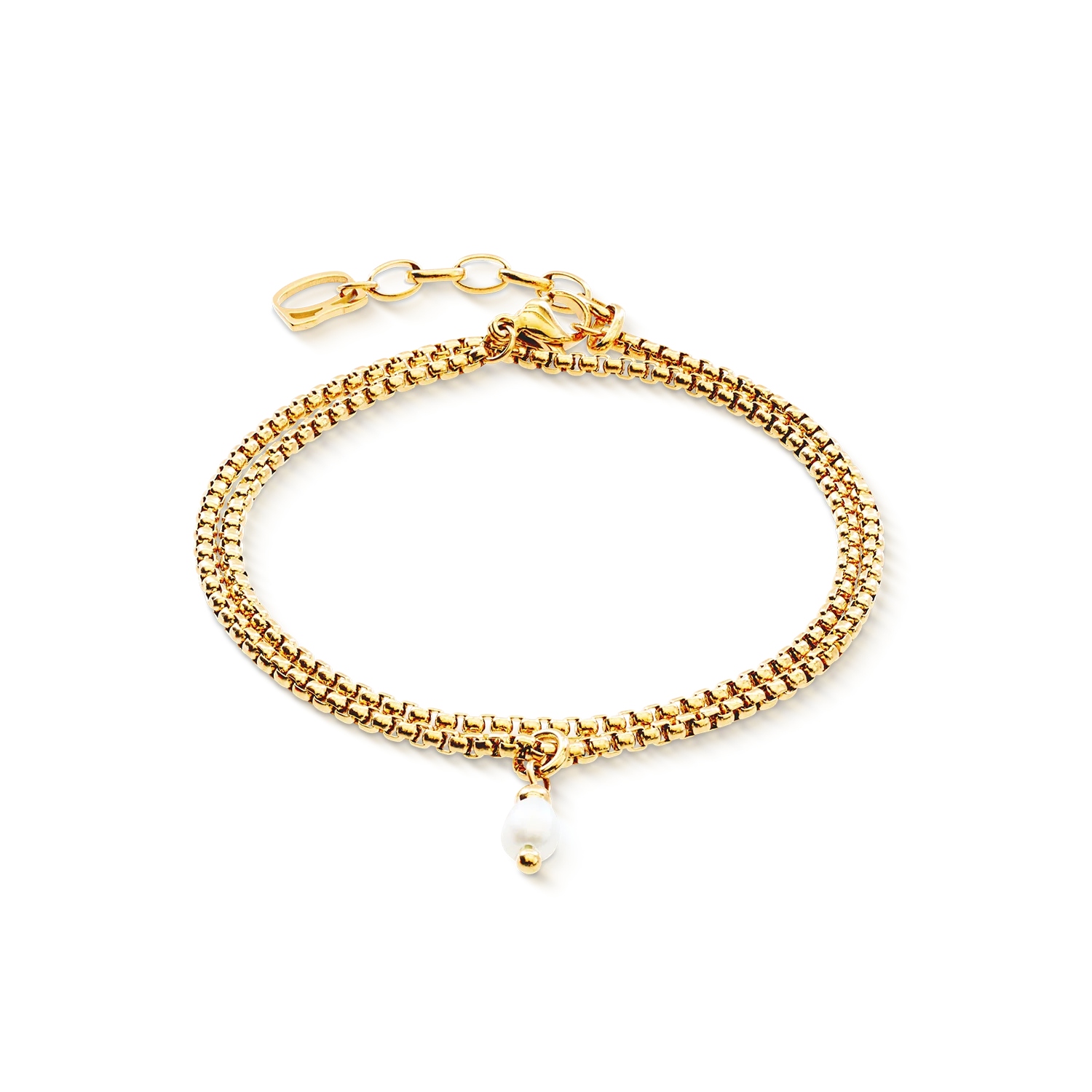 Náramek Coeur de Lion Serene Knot Chain Ocel pozlacený Perla dvojitá