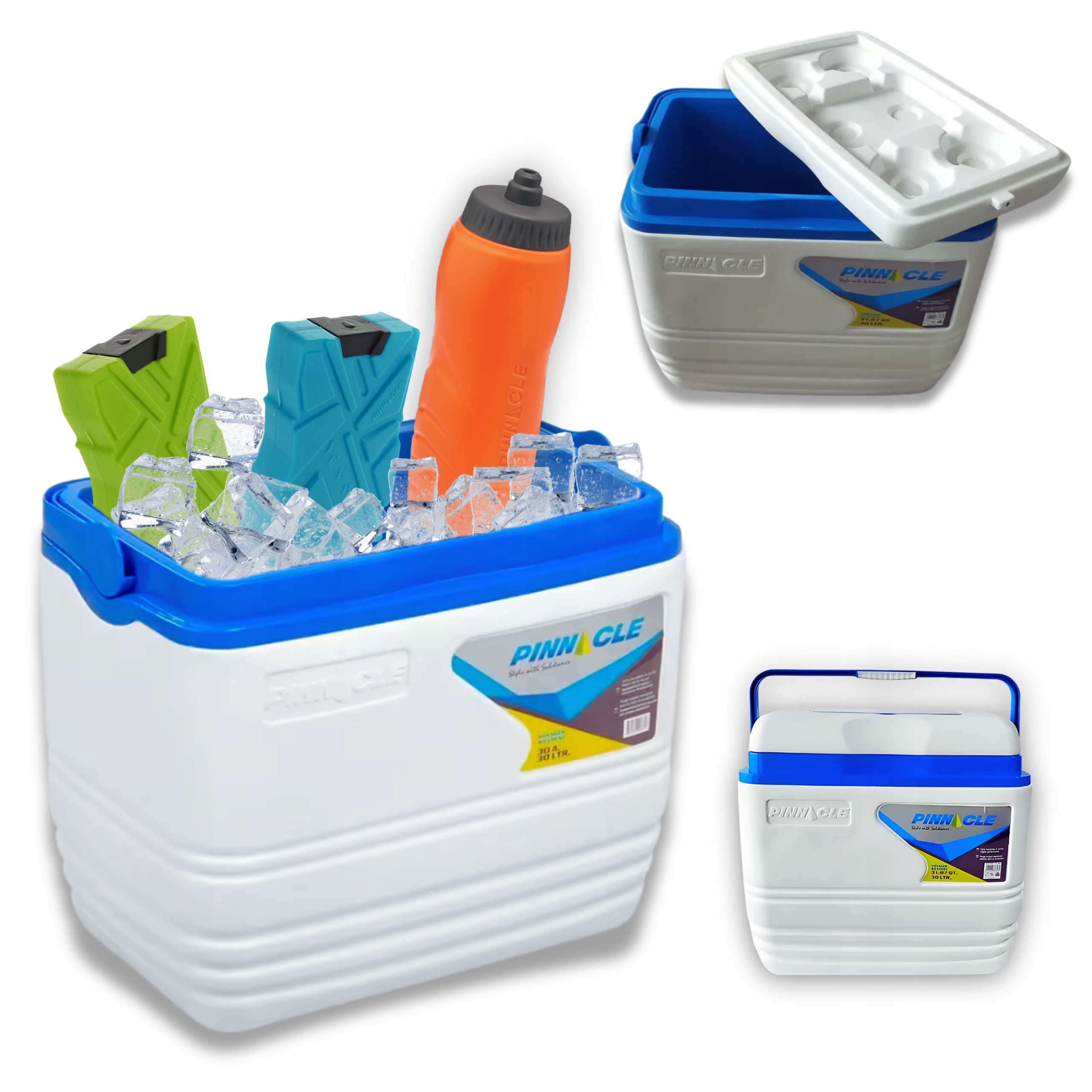 Turistická lednička 30L Bílá Pinnacle Voyager chladicí vložky lahev na pití