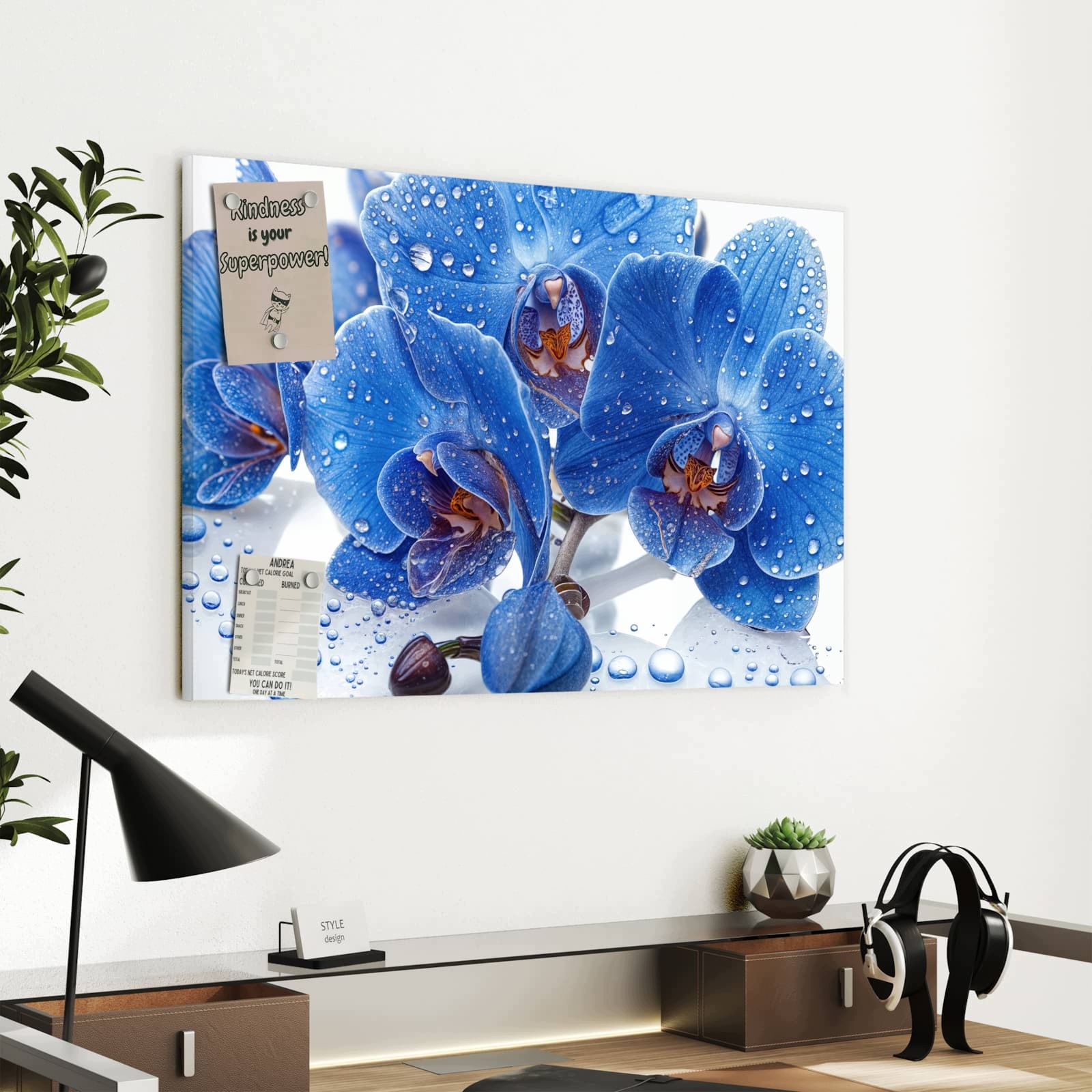 Magnetická tabule Niebieské Orchideje 60 × 40 cm