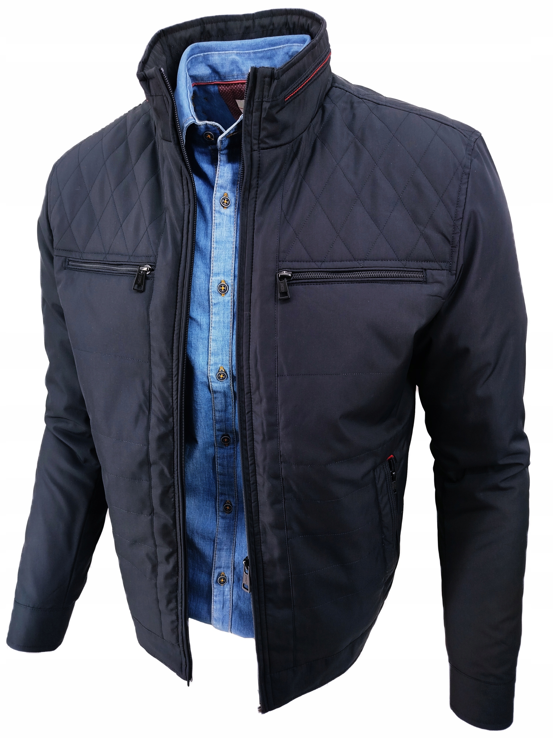 Pánská Přechodová Podzimní Bunda Jednoduchá Tmavě Námořnická Modrá 2533 17 XXXL 3XL