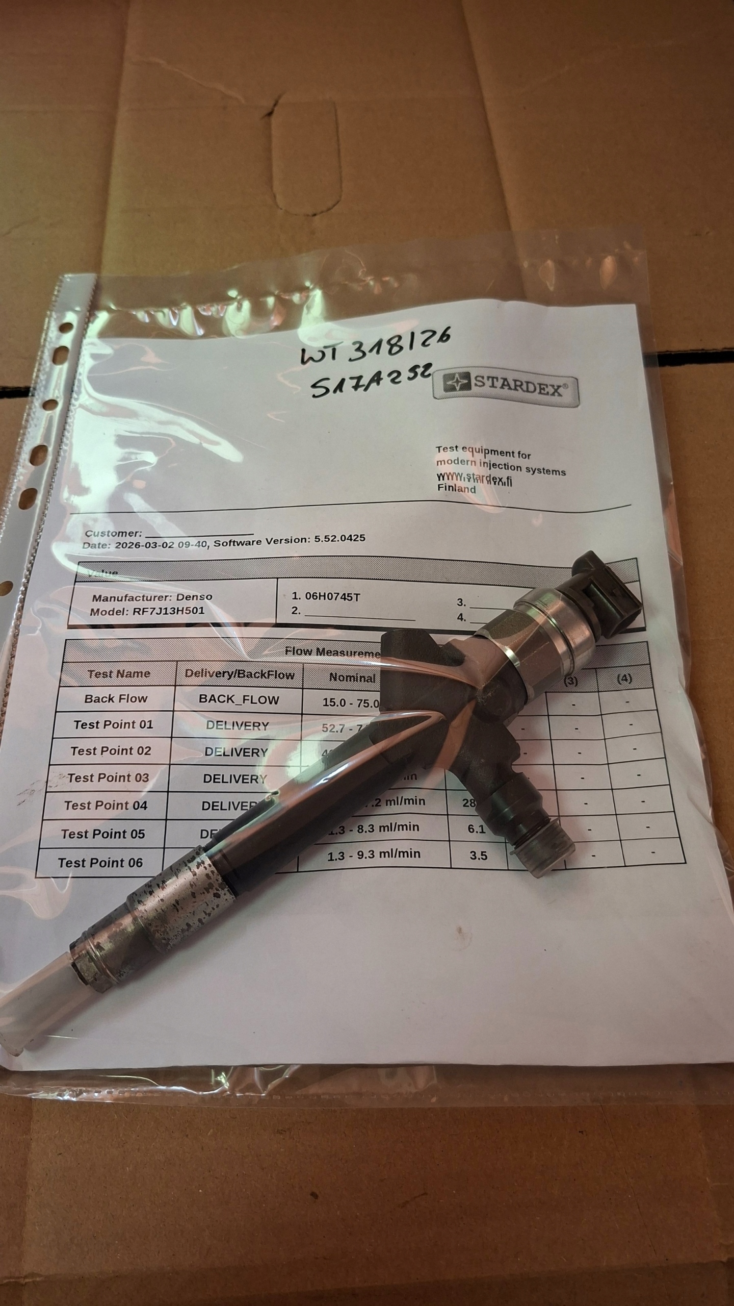 injector MAZDA 2.0CITD DENSO RF7J13H501 WYDRUK