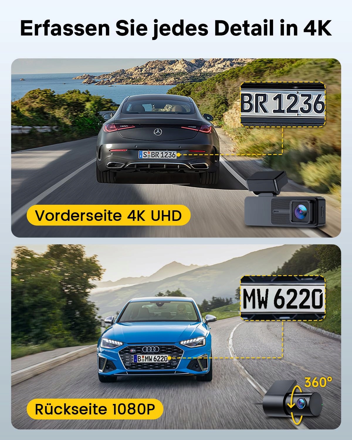 GKU Kamera Samochodowa 4K 2K Ekran Dotykowy GPS WiFi 64GB Karta SD — miniatura 2