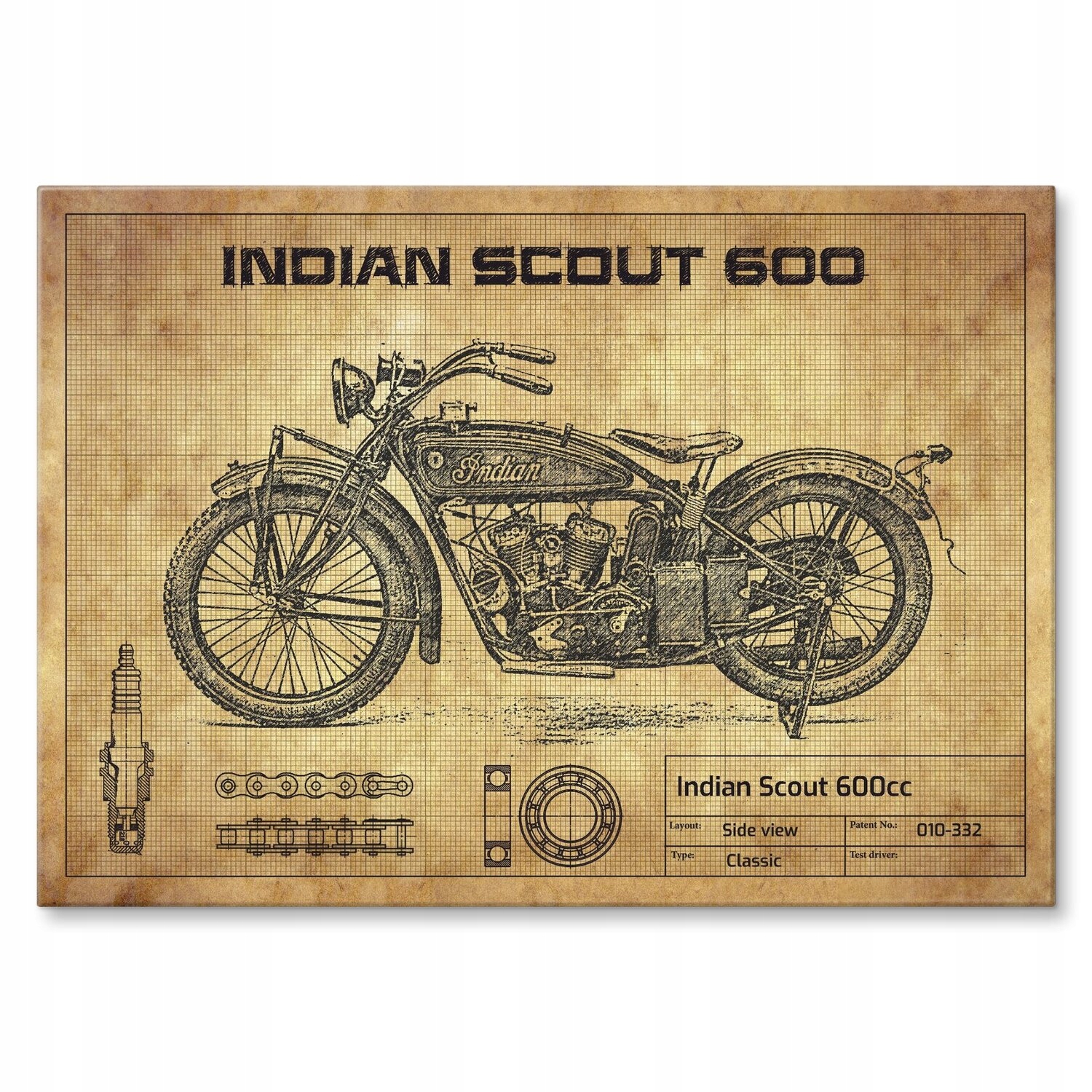 Kovový plakát Indian Scout 600cc Dárek 42 x 59 cm
