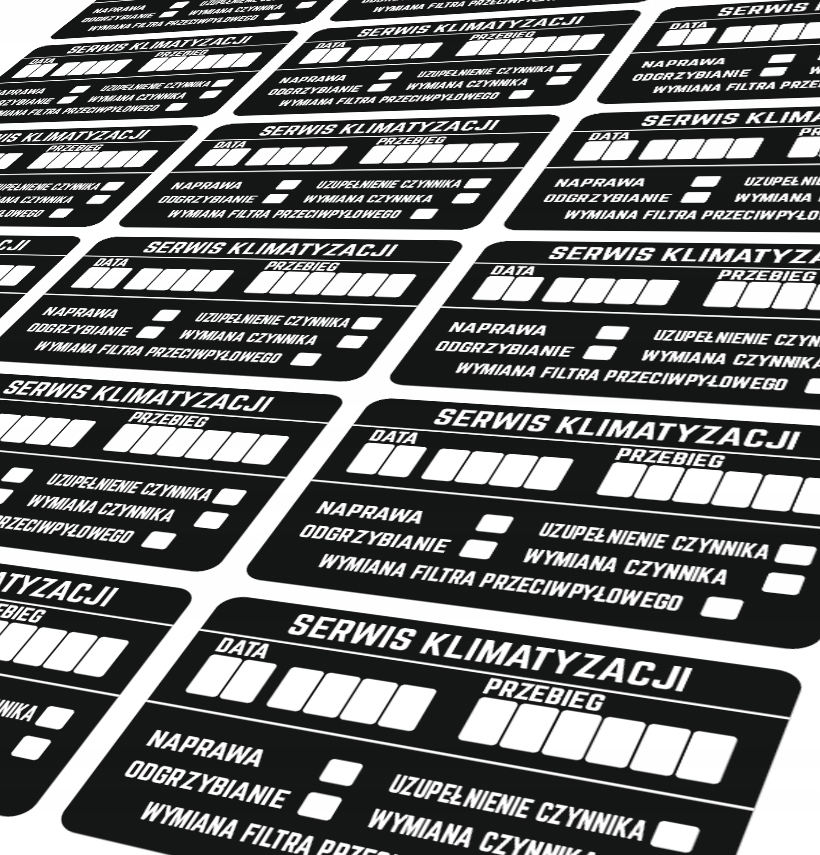 NAKLEJKI SERWISOWE 8 szt SERWIS KLIMATYZACJI 9x6cm EAN (GTIN) 8002424002112