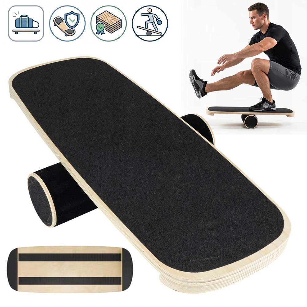 Balanční Deska S Válečkem Trénink Rovnováhy 72.5X28X3.5 CM Pro Fitness