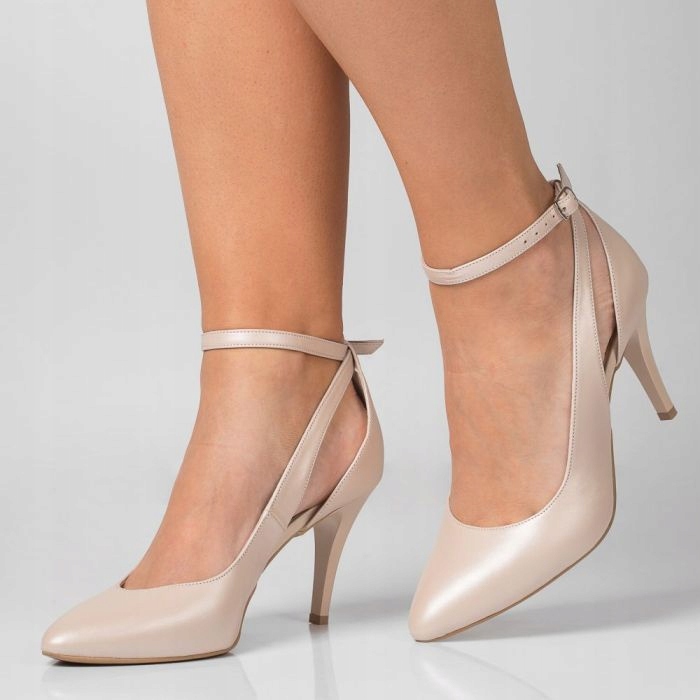 Světlé Kožené Sandály Na Podpatku Pásek Pohodlné 41