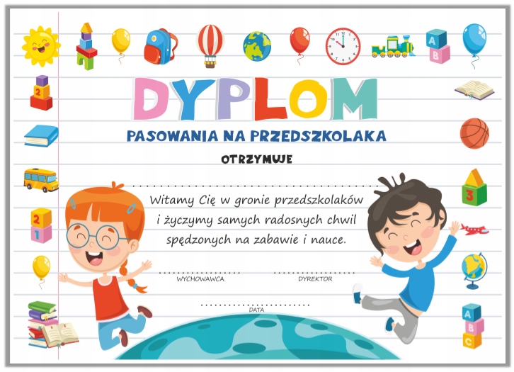 

Dyplom Pasowanie Na Przedszkolaka A4 Dzieci