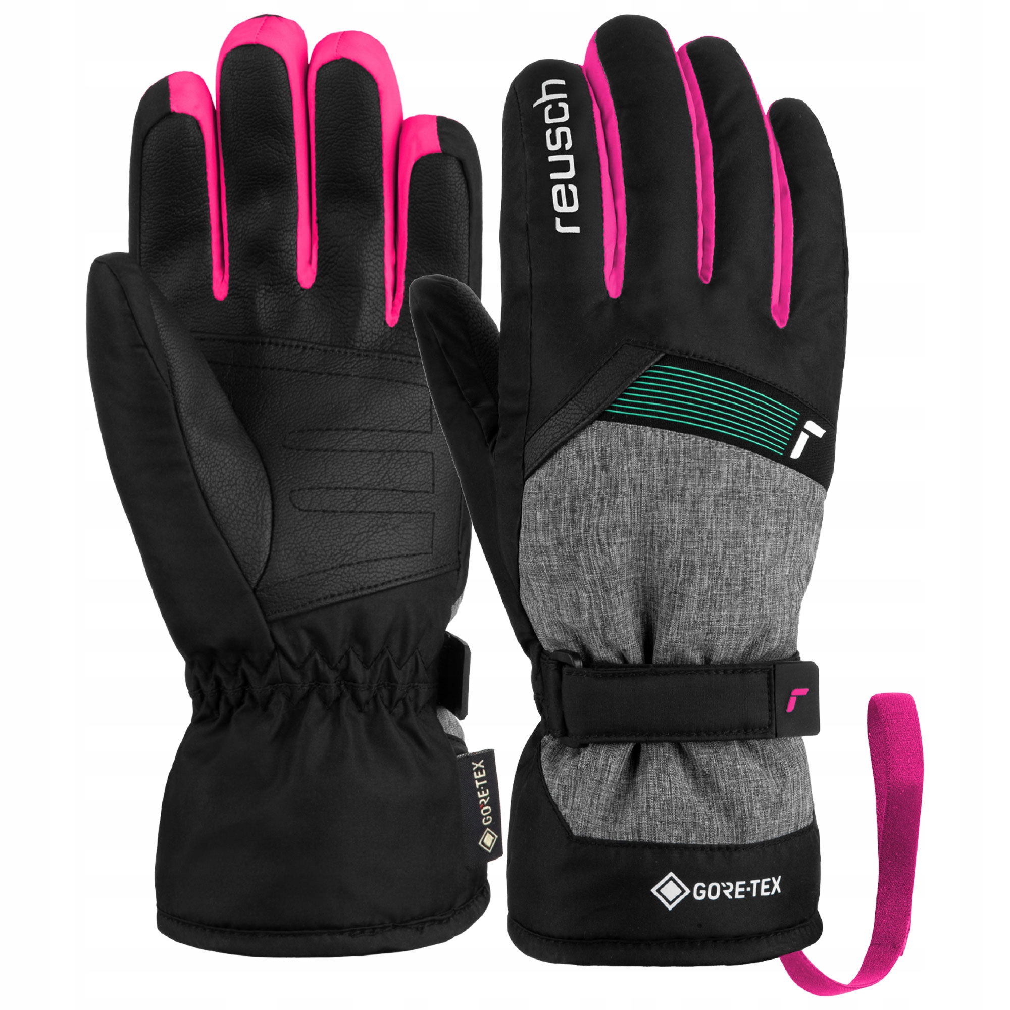 Rękawice narciarskie Reusch Flash Gore-tex Jr Black/Pink 6
