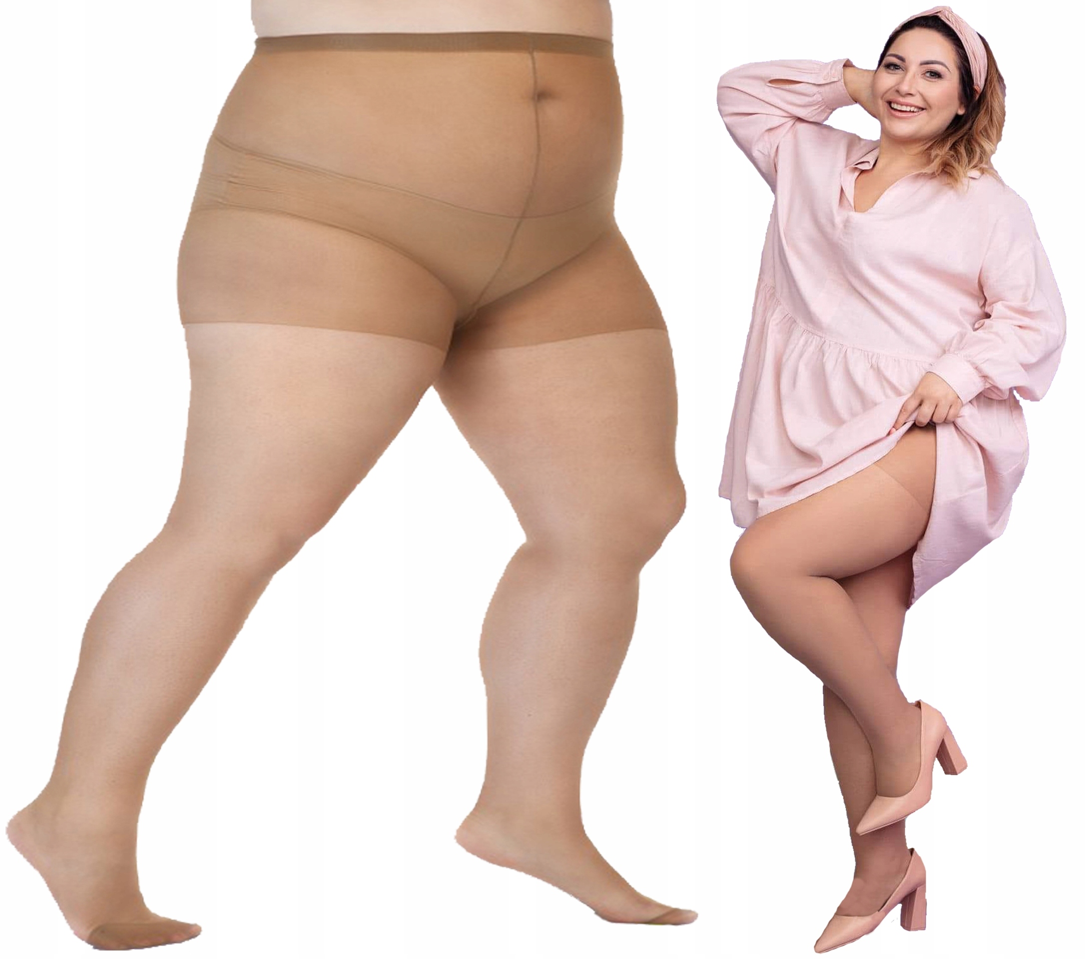 

3XL size++ Rajstopy Lida 20DEN, ś.beż, biodra-160